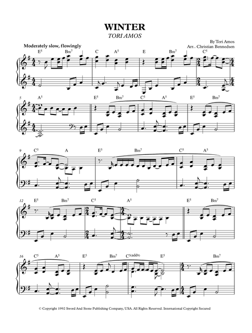 Winter (Arr. Christian Bennedsen) - Tori Amos (Piano Solo)
