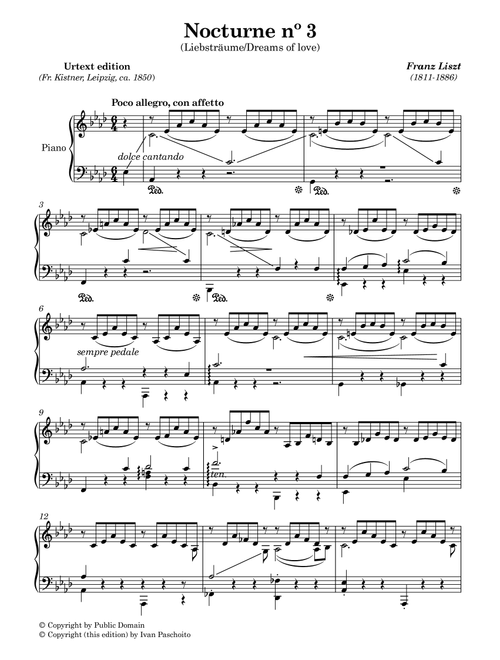 Nocturne nº 3 (Liebsträume/Dreams of love) (Arr. Urtext) - Franz Liszt (Piano Solo)