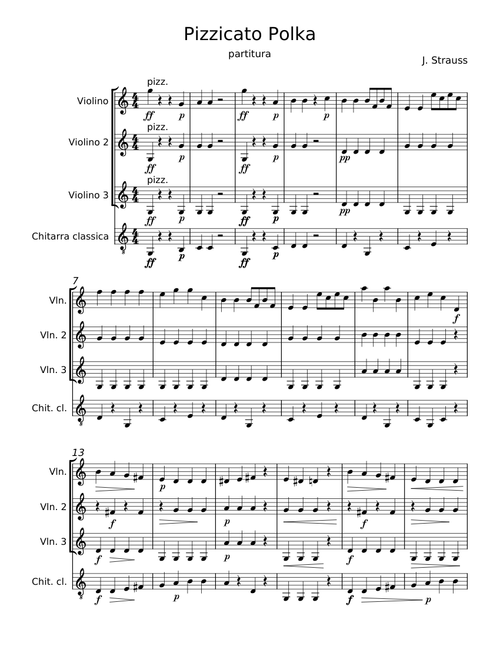 Pizzicato Polka for String Quartet - Johann Strauss Jr.