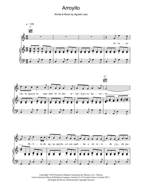 Arroyito - Placido Domingo (Piano-Vocal-Guitar (Piano Accompaniment))