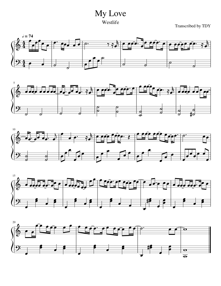 My Love (Westlife) Sheet Music for Piano (Solo) easy | MuseScore.com