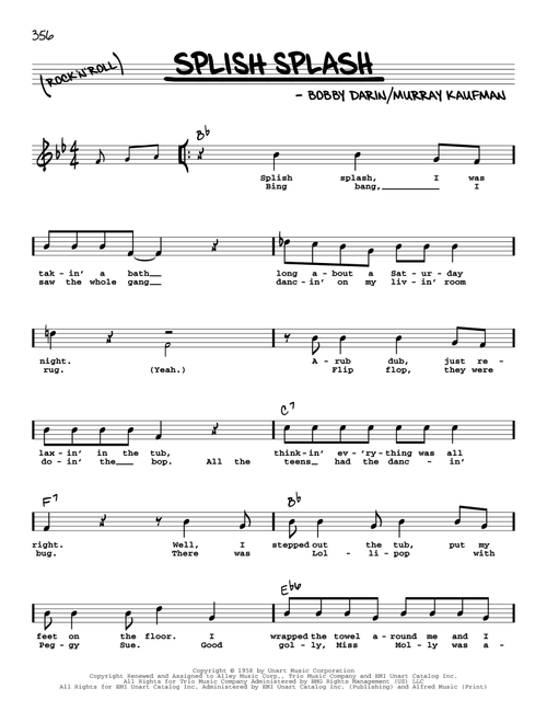 Splish Splash - Bobby Darin (Real Book - Melody-Chords-Lyrics)