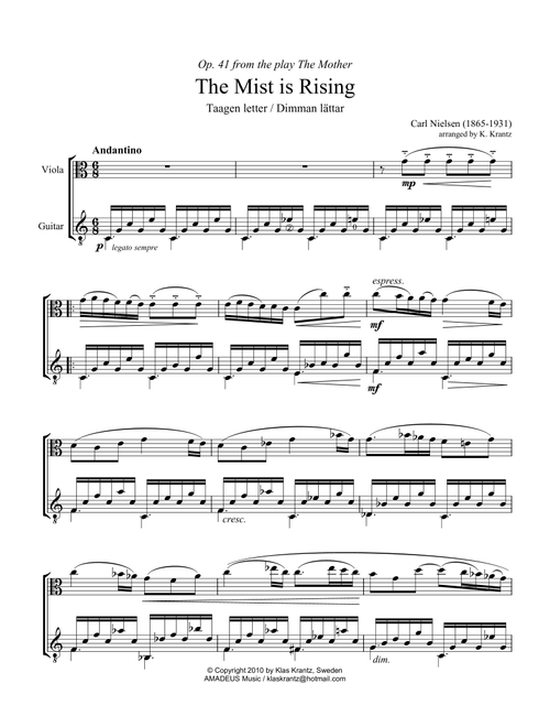 The Mist is Rising / Taagen letter Op. 41 for viola and guitar (Arr. K. Krantz) - C. Nielsen (Instrumental Duet)