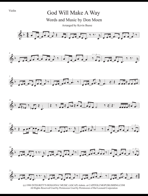God Will Make A Way (Arr. Kevin Busse) - Don Moen (Violin Solo)