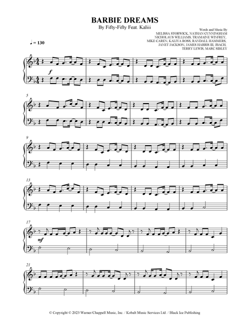 Barbie Dreams (Arr. SCMusic) - Fifty Fifty Feat. Kaliii (Easy Piano)
