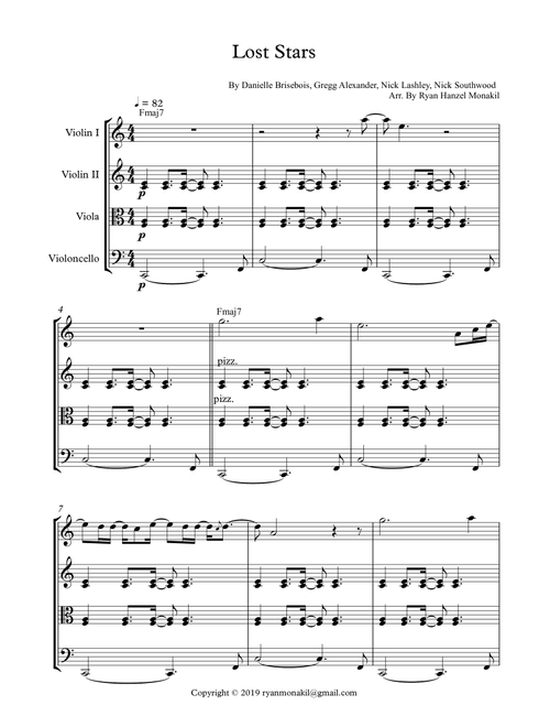 Lost Stars (Arr. Ryan Hanzel Monakil) - Maroon 5 (String Quartet)