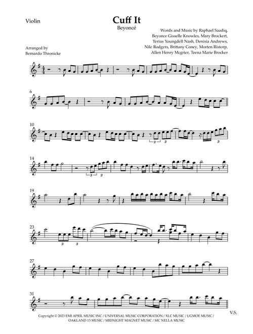 Cuff It (Arr. Bernardo Thronicke) - Beyonce (Violin Solo)