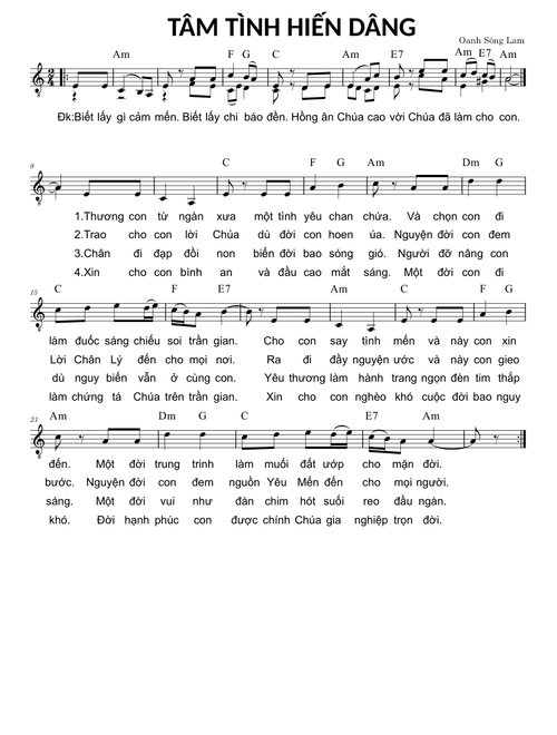TÂM TÌNH HIẾN DÂNG