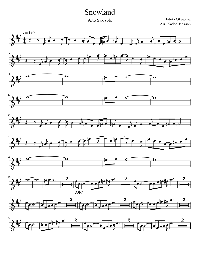 Snowland Sheet Music for Saxophone alto (Solo) | MuseScore.com