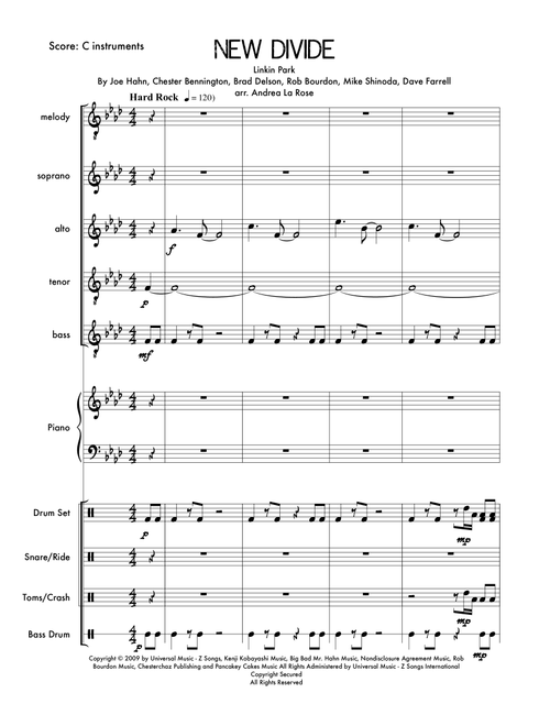 New Divide (Arr. Andrea La Rose) - Linkin Park (Small Ensemble)