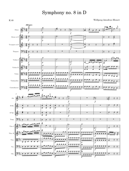 Symphony no. 8 in D K 48 - Wolfgang Amadeus Mozart