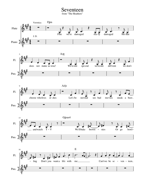 Seventeen with chords - Heathers the Musical
