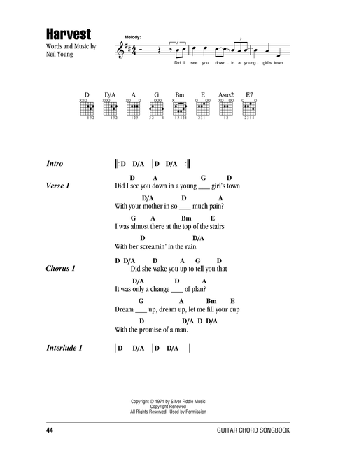 Harvest - Neil Young (Guitar Chords-Lyrics)