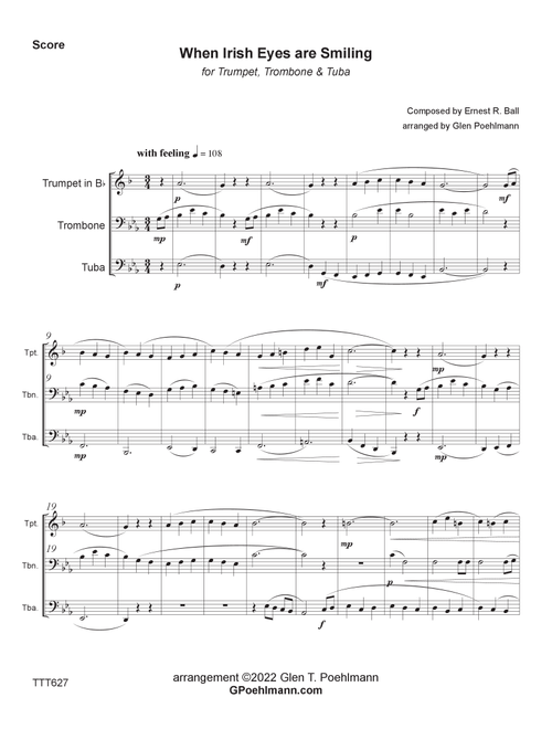 WHEN IRISH EYES ARE SMILING (Arr. Glen Poehlmann) - Ernest Ball (Brass Ensemble)