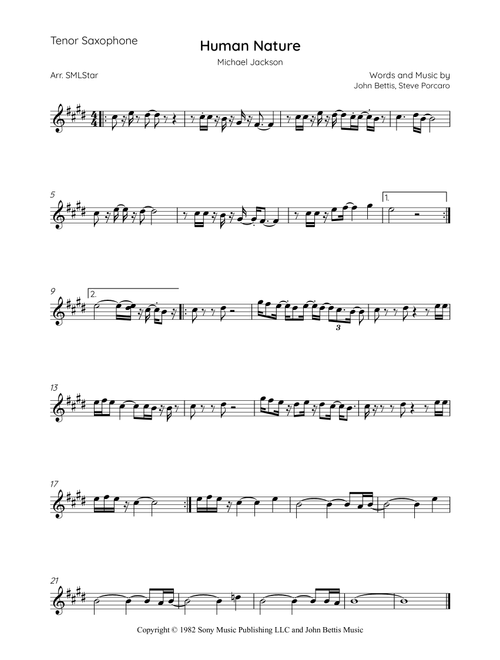 Human Nature (Arr. SMLStar) - Michael Jackson (Tenor Sax Solo)