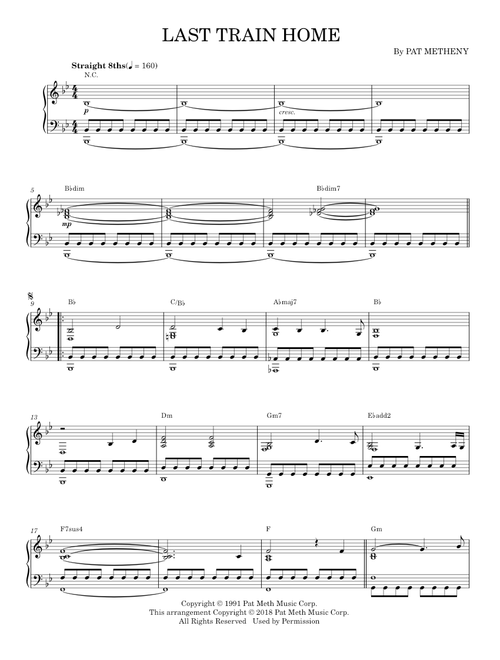 Last train home - Pat Metheny (Piano Solo)