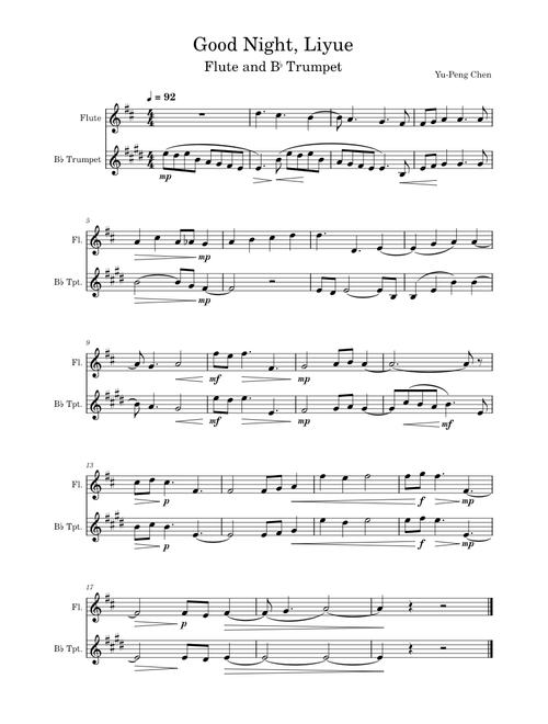 Good Night, Liyue – Yu-Peng Chen from Genshin Impact Flute and Trumpet Duet