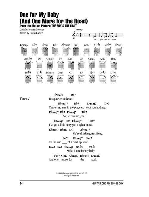 One For My Baby (And One More For The Road) - Frank Sinatra (Guitar Chords-Lyrics)