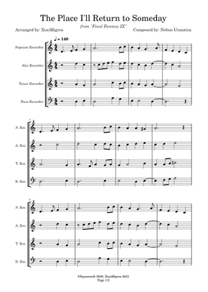 The Place I'll Return To Someday - Final Fantasy IX Sheet Music