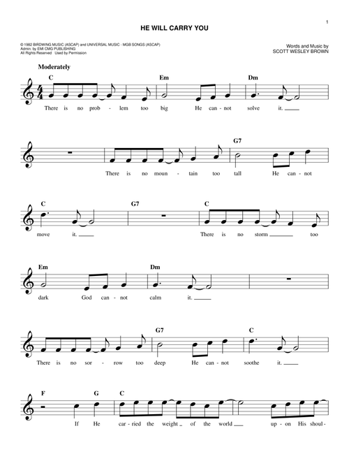 He Will Carry You - Scott Wesley Brown (Easy Lead Sheet - Fake Book)