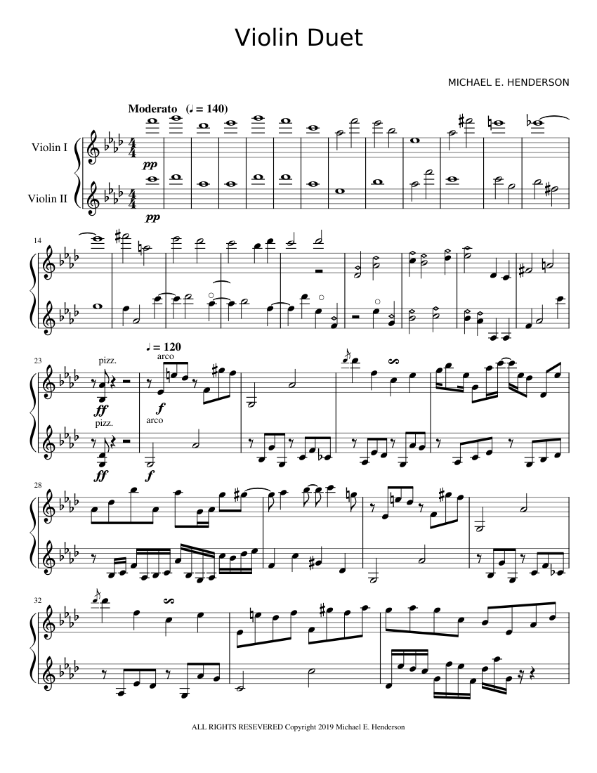 Violin Duet (Revised) Sheet music for Violin (String Duet) | Musescore.com
