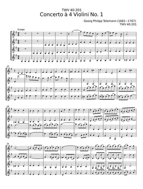 Concerto à 4 Violini No. 1 - Georg Philipp Telemann