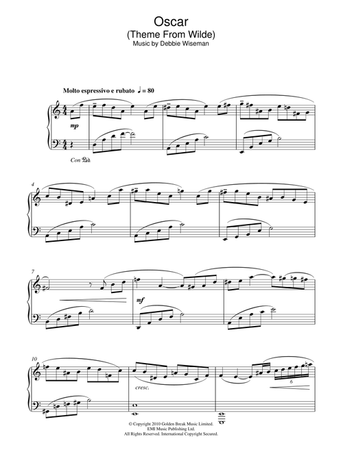 Oscar (Theme From Wilde) - Debbie Wiseman (Piano Solo)