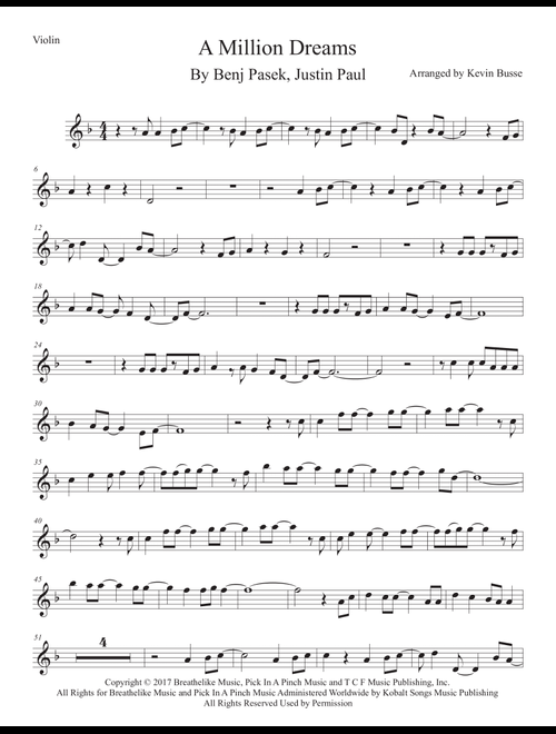 A Million Dreams (Arr. Kevin Busse) - Pink (Violin Solo)