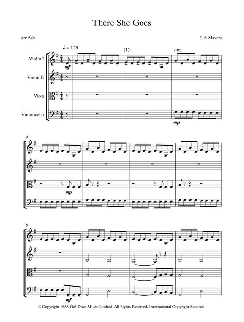 There She Goes (Arr. Martin Ash) - Sixpence None The Richer (String Quartet)