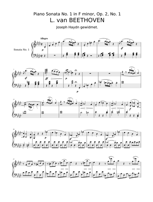 Beethoven : Piano Sonata No. 1, Op. 2 Mvt. 1