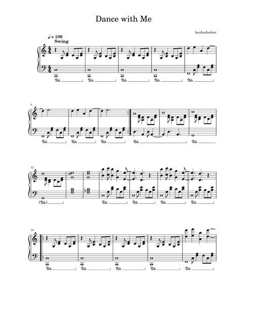 Dance With Me (Arr. Beabadoobee) (Piano Solo)