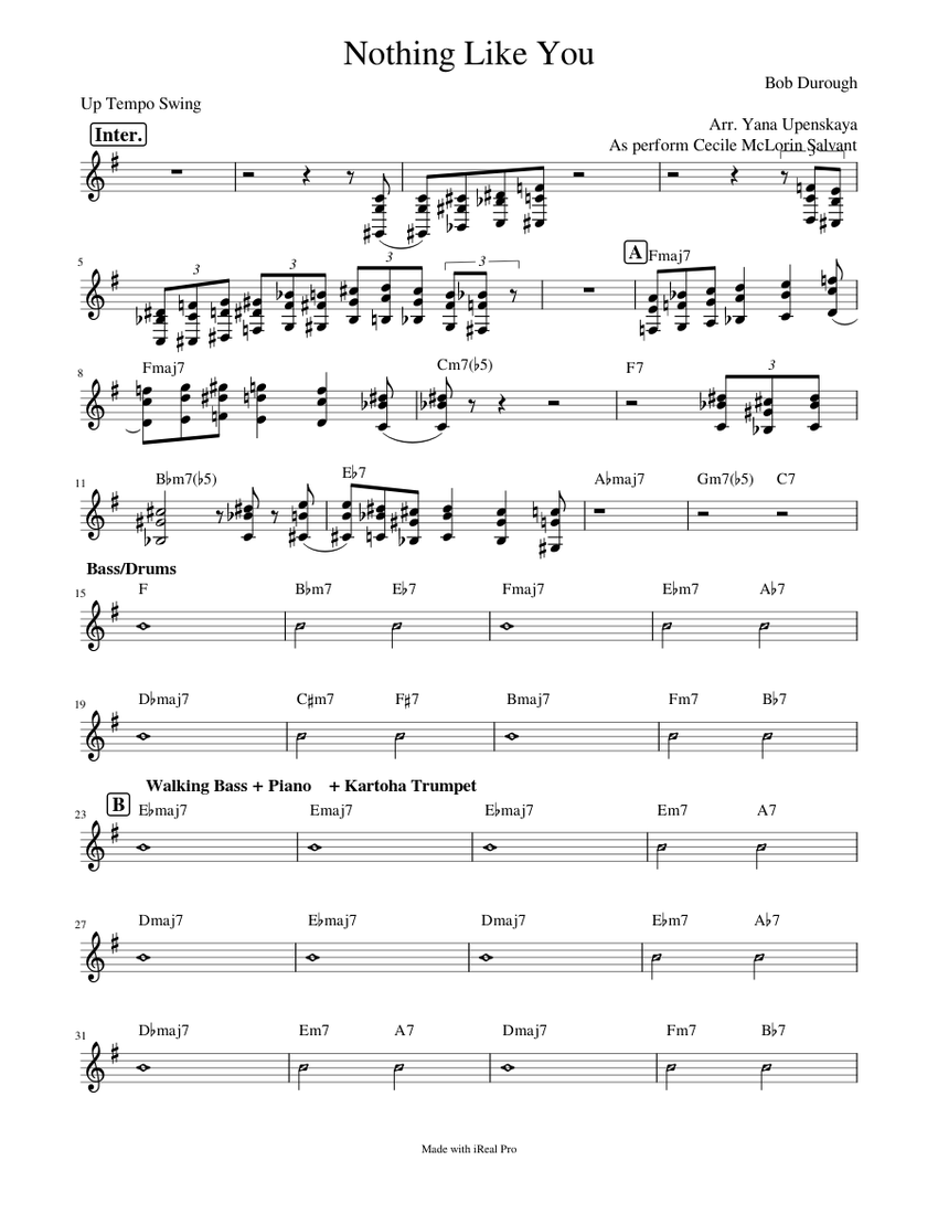 Nothing like you – Bob Dorough Nothing Like You Sheet Music with Chords ...
