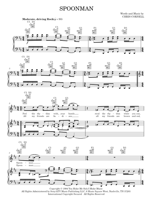 Spoonman - Soundgarden (Piano-Vocal-Guitar)