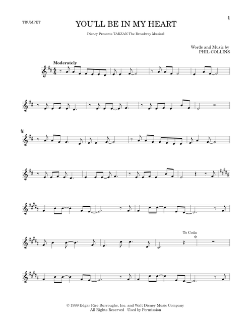 You'll Be In My Heart (from Tarzan) - Phil Collins (Trumpet Solo)