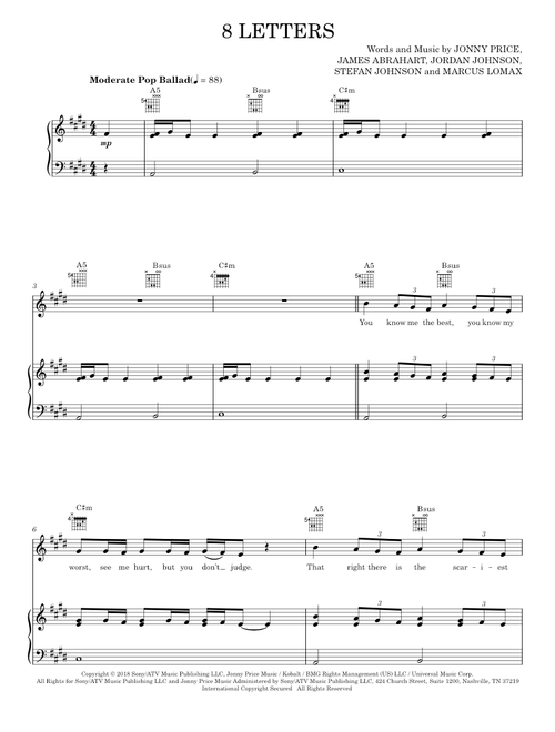 8 letters - Why Don't We (Piano-Vocal-Guitar)