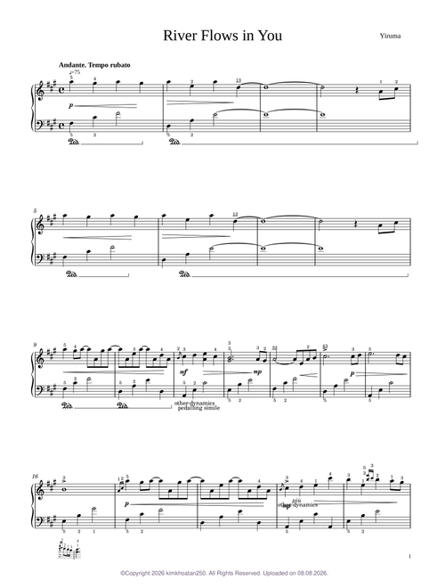 River flows in you (with fingering) - Yiruma – kimkhoatan250