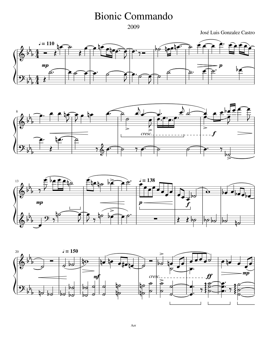 Bionic Commando_Main Theme Sheet Music for Piano (Solo) | MuseScore.com