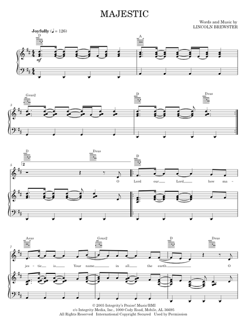 Majestic - Lincoln Brewster (Piano-Vocal-Guitar)