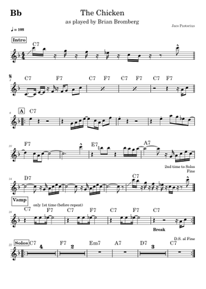 Play Official version of The chicken Sheet Music by Jaco Pastorius for ...