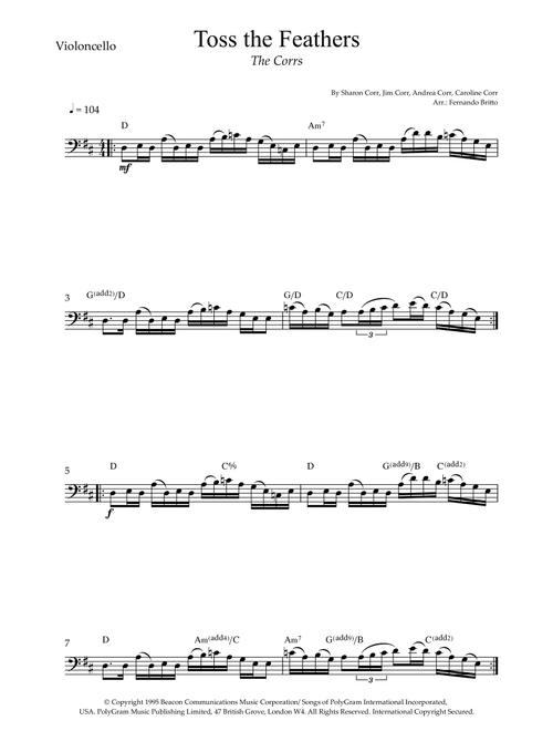 Toss The Feathers (Arr. Fernando Britto) - The Corrs (Cello Solo)
