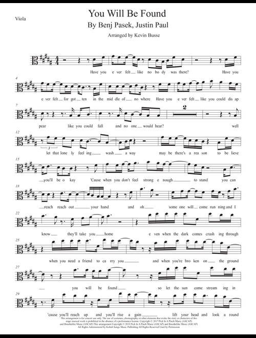 You Will Be Found (Arr. Kevin Busse) - Justin Paul, Benj Pasek (Viola Solo)