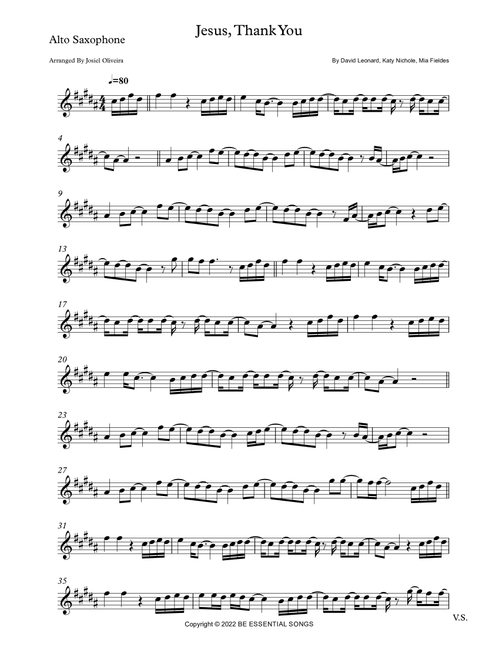 Jesus, Thank You (Arr. Josiel Oliveira) - David Leonard (Alto Sax Solo)