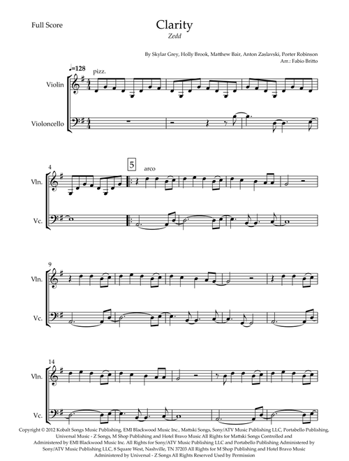 Clarity (Arr. Fabio Britto) - Zedd (Instrumental Duet)