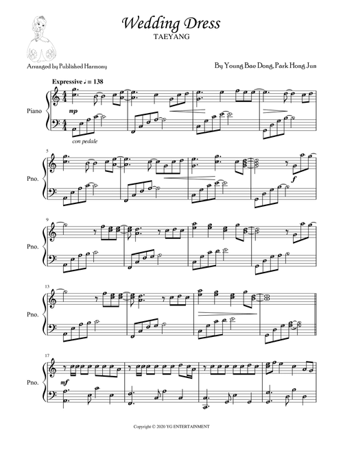 Wedding Dress (Arr. Harmony Valarie @ Teacher Valarie) - Taeyang (Piano Vocal)