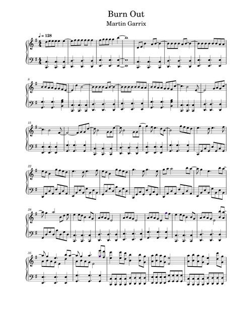 Burn Out (Arr. Martin Garrix) (Piano Solo)