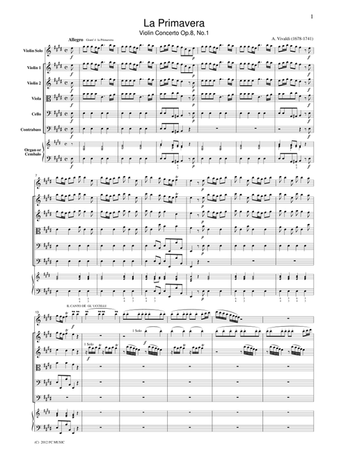 Vivaldi La Primavera Violin Concerto Op.8, No.1, for string orchestra, SV001 (String Quartet)
