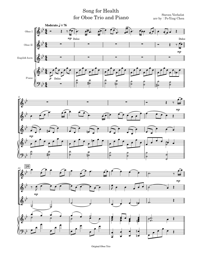 Song for Health for Oboe Trio and Piano Steven Curtis Chapman Steven