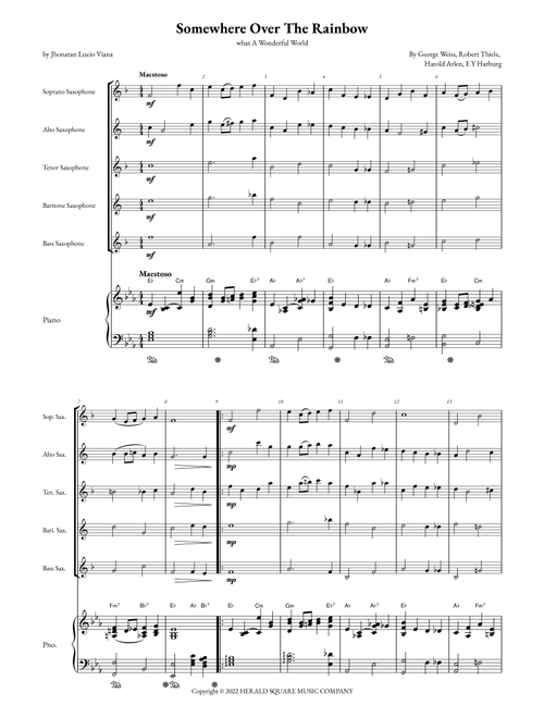 Somewhere Over The Rainbow/what A Wonderful World (Arr. Jhonatan Lucio Viana) - E Y Harburg, George Weiss, Harold Arlen (Small Ensemble)