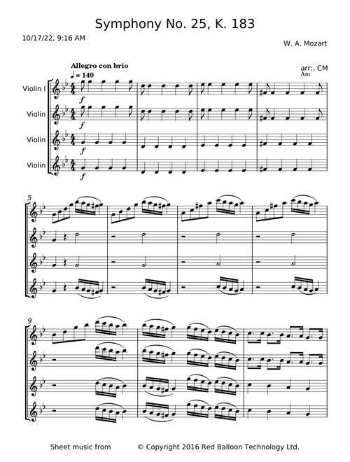 Symphony No.25 in G minor, K.183/173dB - Wolfgang Amadeus Mozart