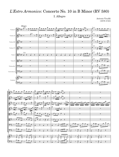 L'Estro Armonico: Concerto No. 10 in B Minor (RV 580): I. Allegro